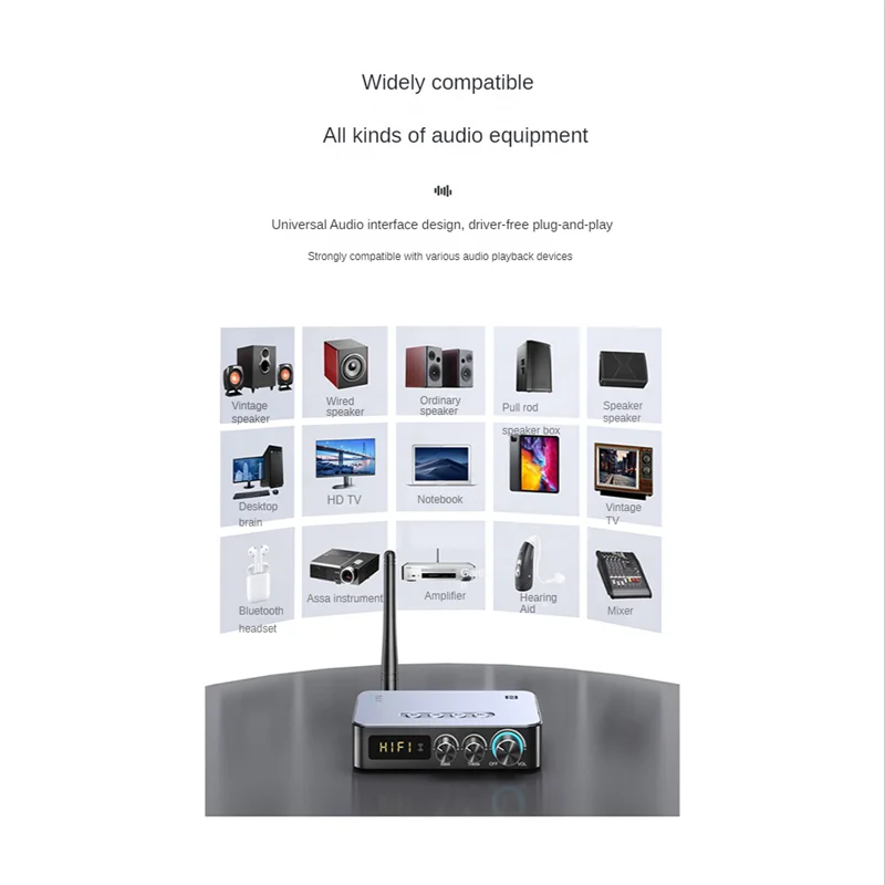 다기능 오디오 어댑터 Bluetooth 5.1 수신기 송신기 NFC Bluetooth 오디오 어댑터는 TF 카드 U 디스크를 지원합니다.