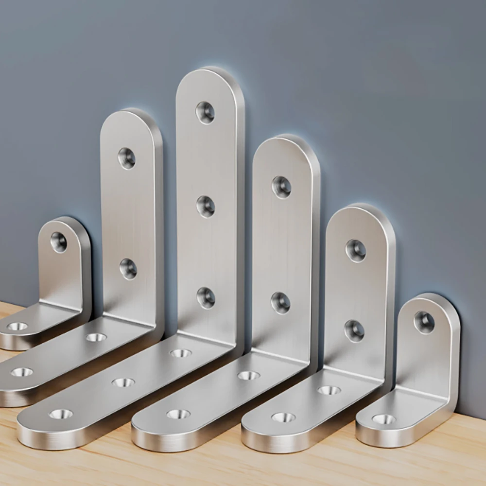 L/T Stainless Steel Corner Code Furniture Fixator 90 Degree Right Angle  Bracket Wooden Furniture Bed Frame Cabinet Connector