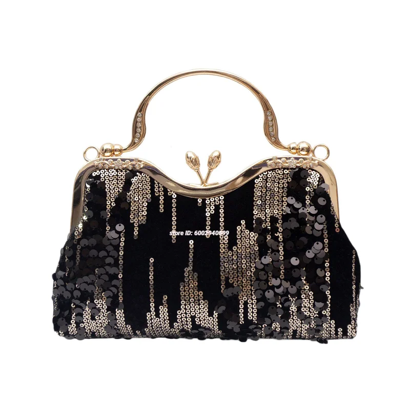 

Womens Fashion Top Handle Bridal Clutch Purse Evening Handbag Sparkly Sequin Clutch Bag for Wedding Party Prom
