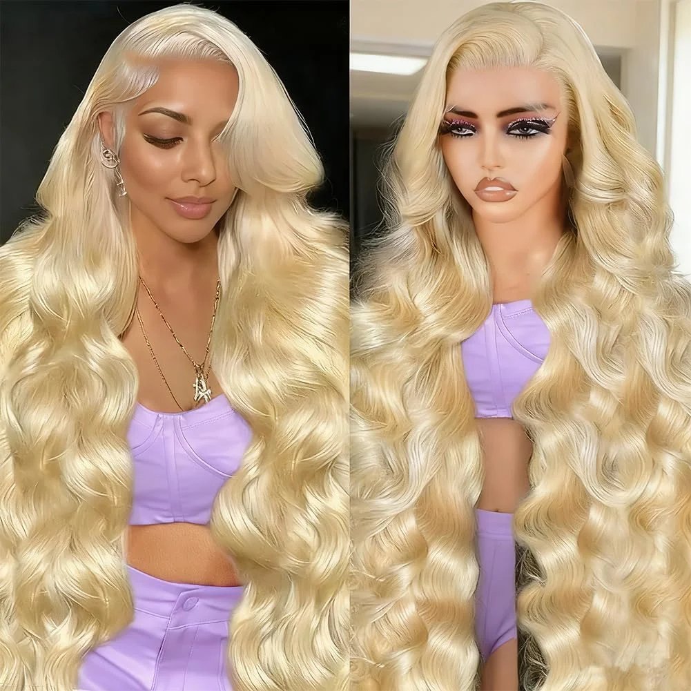 

Парик из натуральных волос 613, с кружевной передней частью 13x6, светлый, 220% плотность, волнистый, с предварительно выщипанными линиями роста волос, 46 дюймов