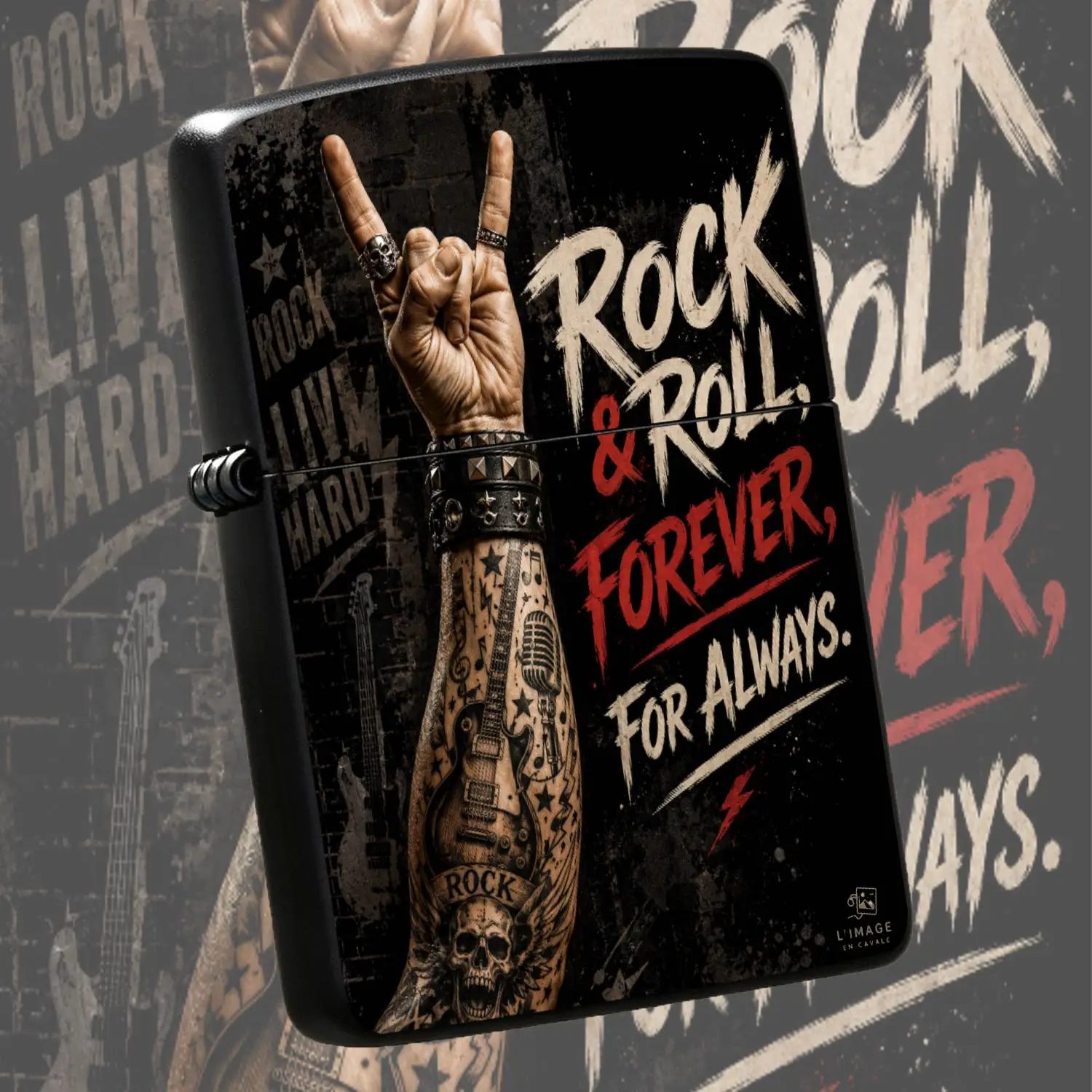 Vintage Rock and Roll Themed Portable Igniter with Cool Tattooed Hand Rock Gesture Design, Stylish Decorative Accessory for Daily Use Party Gifting, Fits All Scenes with Forever Rock Vibe  A Humorous And Interesting Lighter