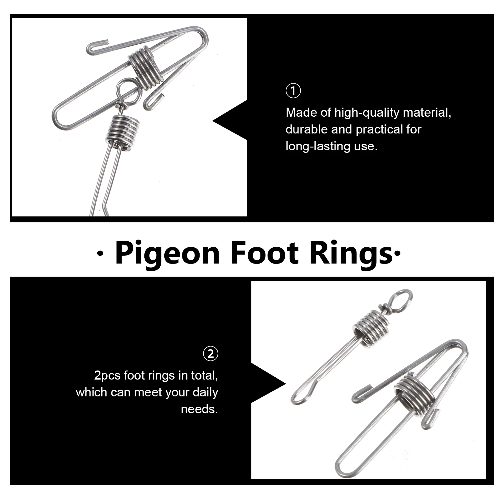 

2PCS Stainless Steel Parrot Foot Rings Durable Bird Anklets Long Lasting Smooth Safe Pet Supplies Leg Buckle Home Use Toy