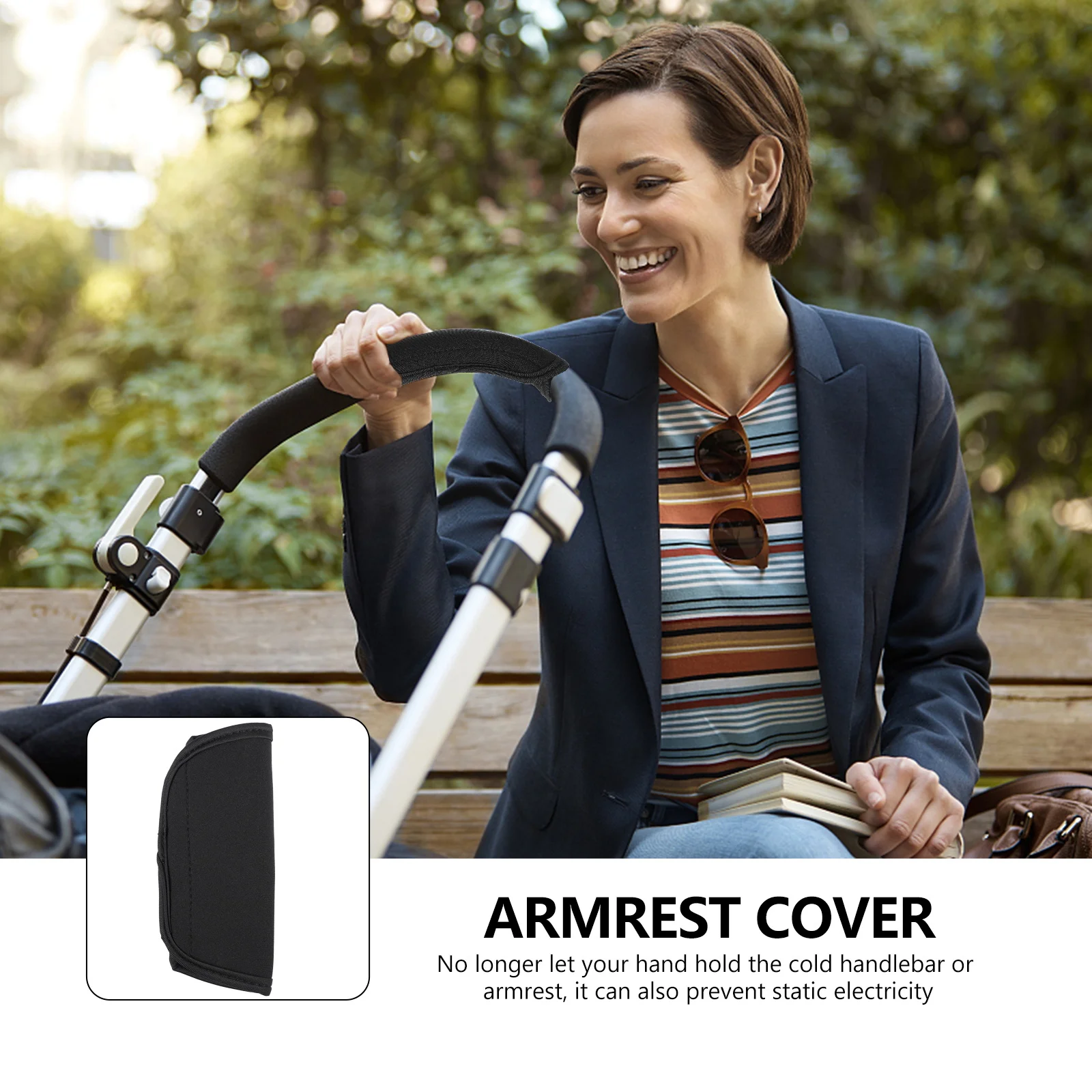 2Pcs Baby Stroller Handle Covers Anti-Static Umbrella Handle Sleeves Soft Anti-Slip Armrest Protective Covers Easy Clean