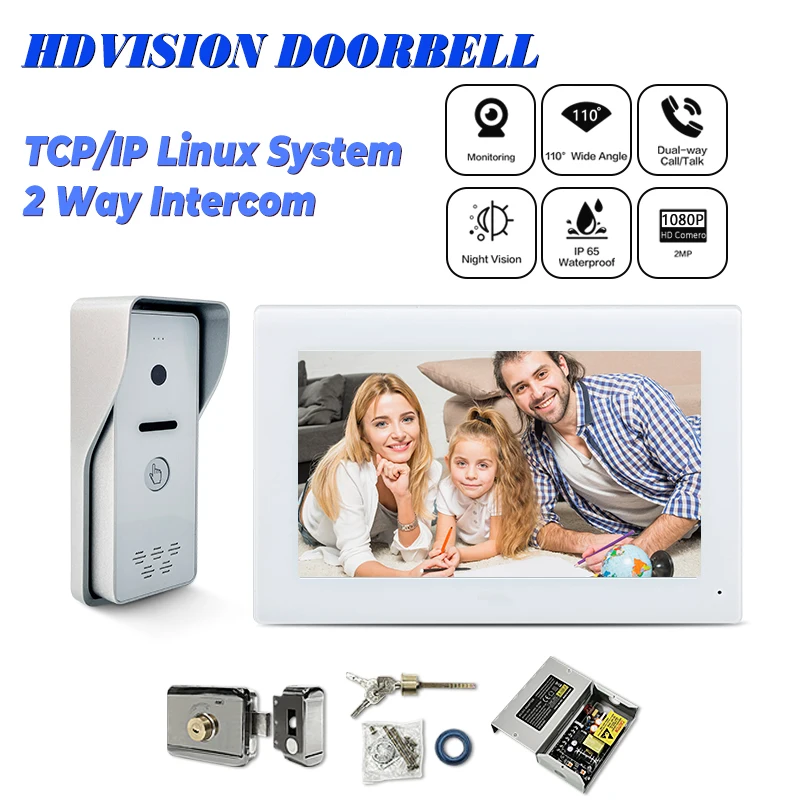 Video Door Phone Supplier 7 Inch Intercom Video IP Intercom Smart Video Doorbell IP65 Waterproof Home Security