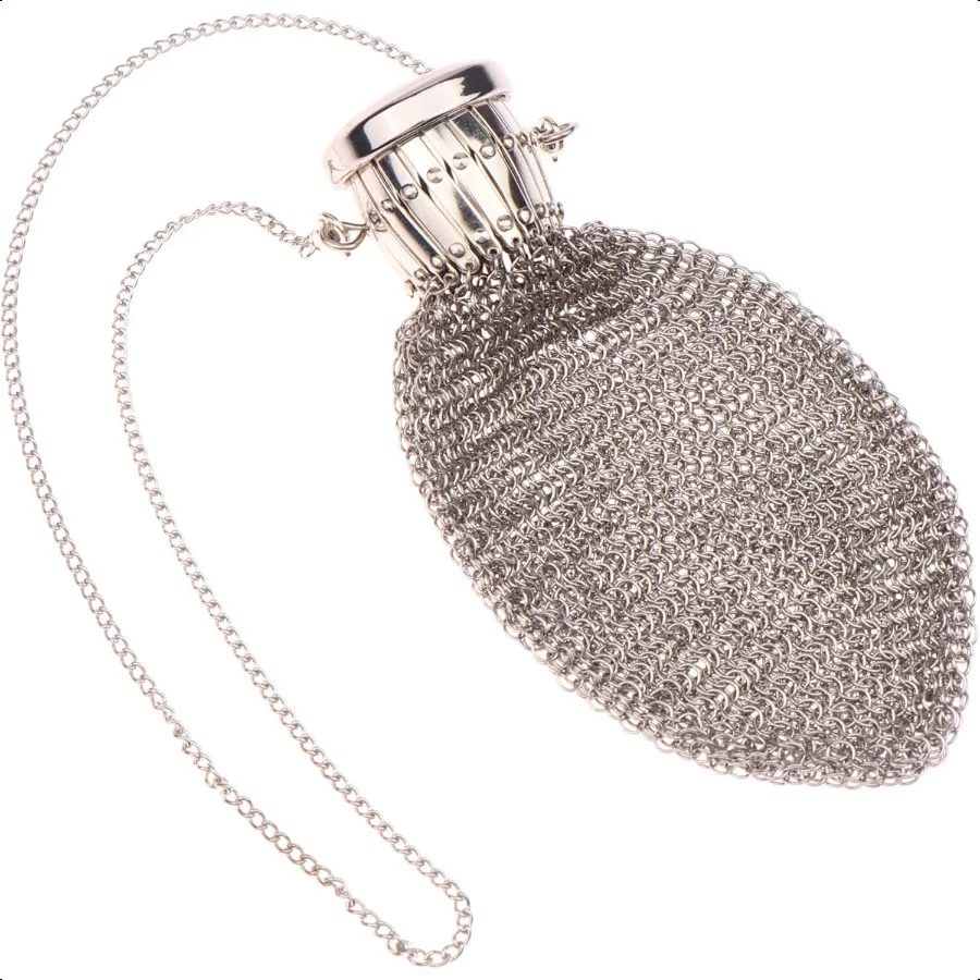 

Handmade 1920's English Coin Purse Chainmail Double Mesh Metal Wallet with Twist Lid Gate Top Rare Collectible Antique Sier Ac