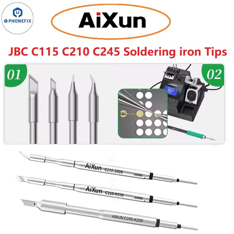 AIXUN C115 C210 C245 Soldering iron Tips For Original T115 T210 T245 Handle AIXUN T3A T3B T320 T420D JBC/I2C Soldering Station
