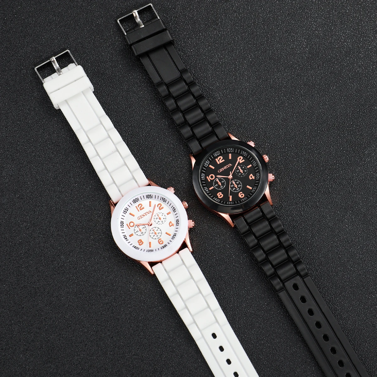 2 pz/set coppia orologi moda cinturino in Silicone orologio al quarzo analogico senza scatola