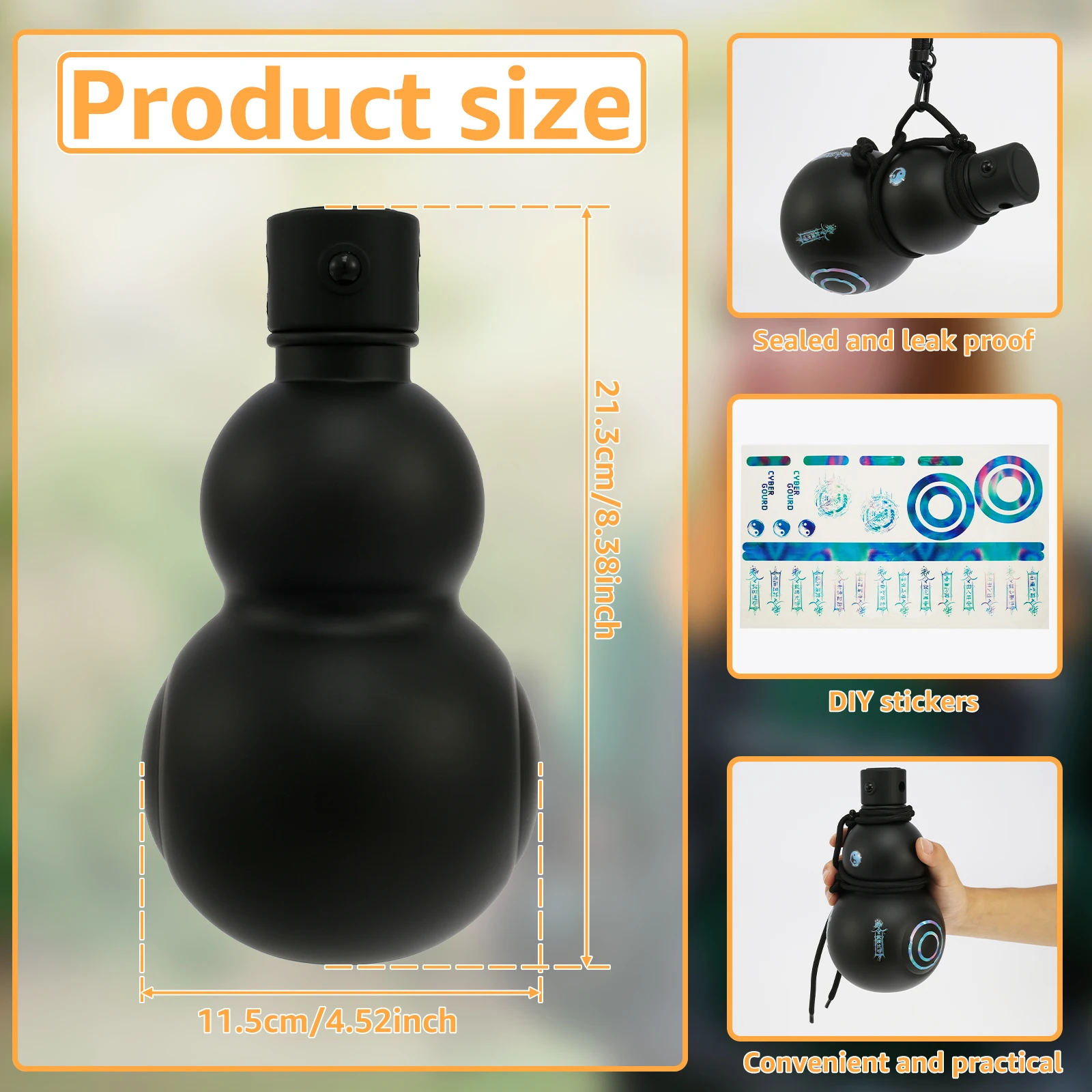 900ml Sports Water Bottle Portable Gourd Style Water Bottle Large Capacity Water Bottle for Travel Sports Camping Hiking Kettle