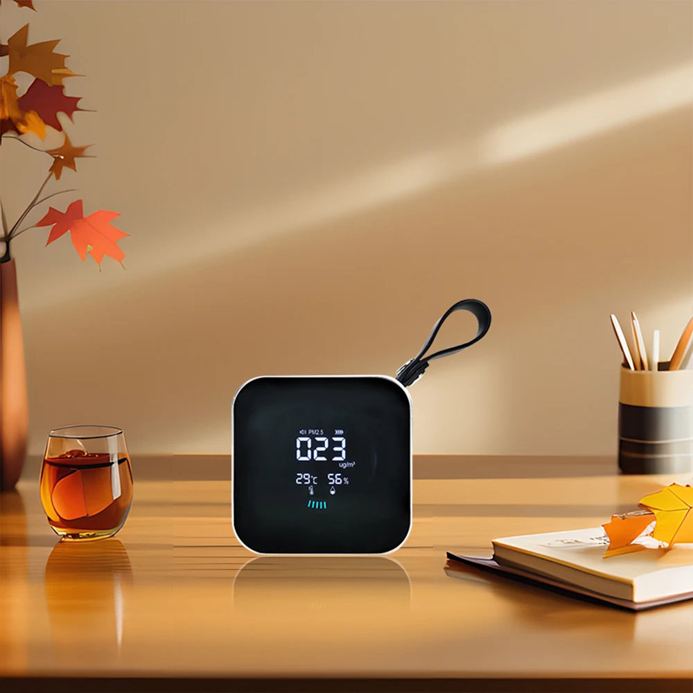 PM2.5 Air Quality Detector Portable Digital Display Temperature Humidity Monitor High Sensitivity Home Indoor PM2.5 Gas Detector
