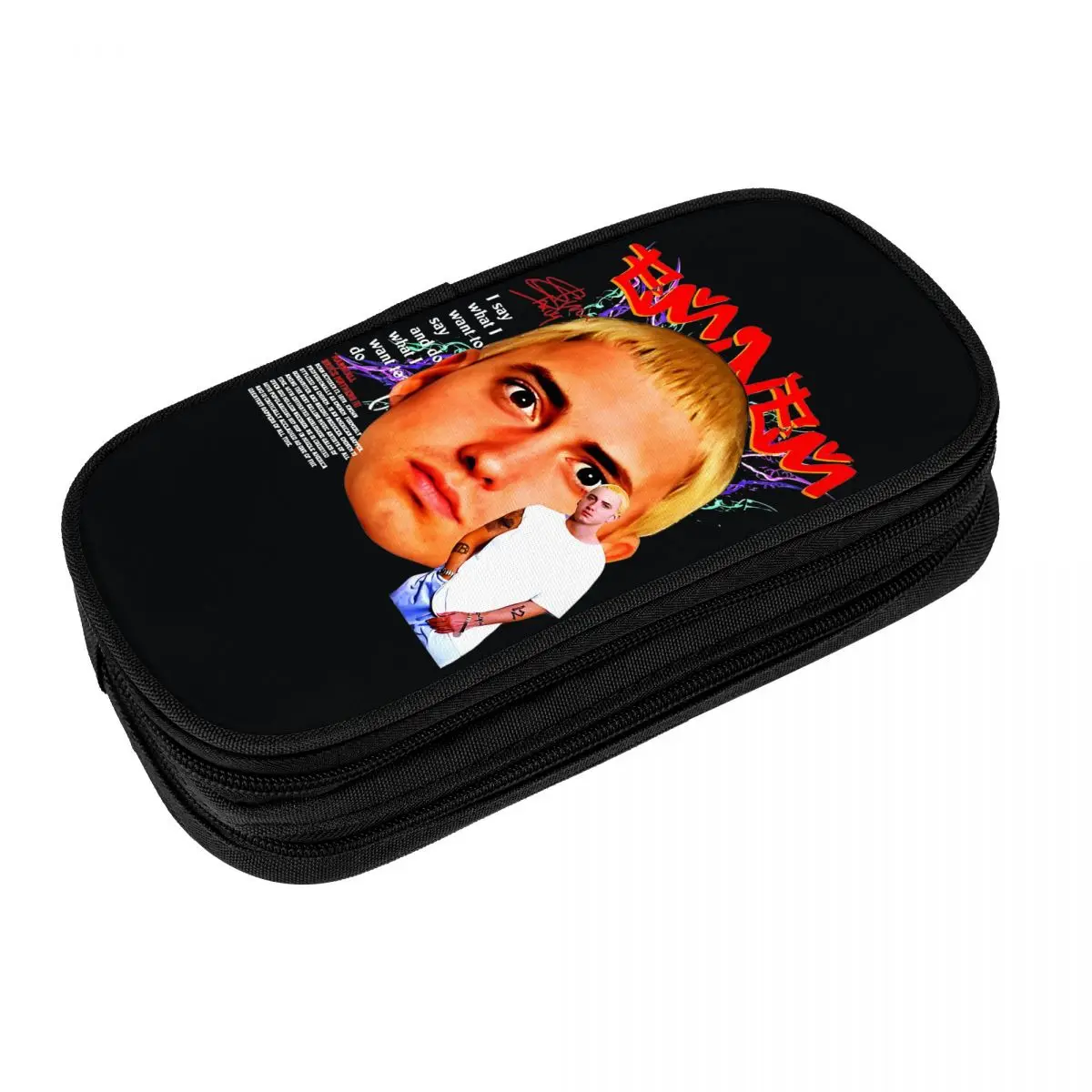 

Throwback Merchandise Eminem Rapper Pencil Case School Pencil Case Canvas Students Kawaii Large Capacity Pen Box School Supplies