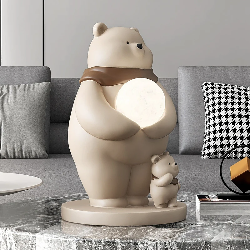 

Modern Creative Cute Polar Bear Living Room Art Decoration Bedroom Bedside Table Lamp Children'S Room Eye Protection Lamp E27