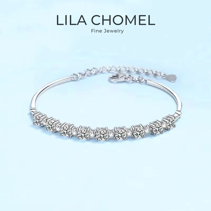 Girl Birthday Gift 18K White Gold Wedding Bracelets 2.7CT Moissanite Diamond Women Valentine's Day PT950 Platinum Fine Jewelry