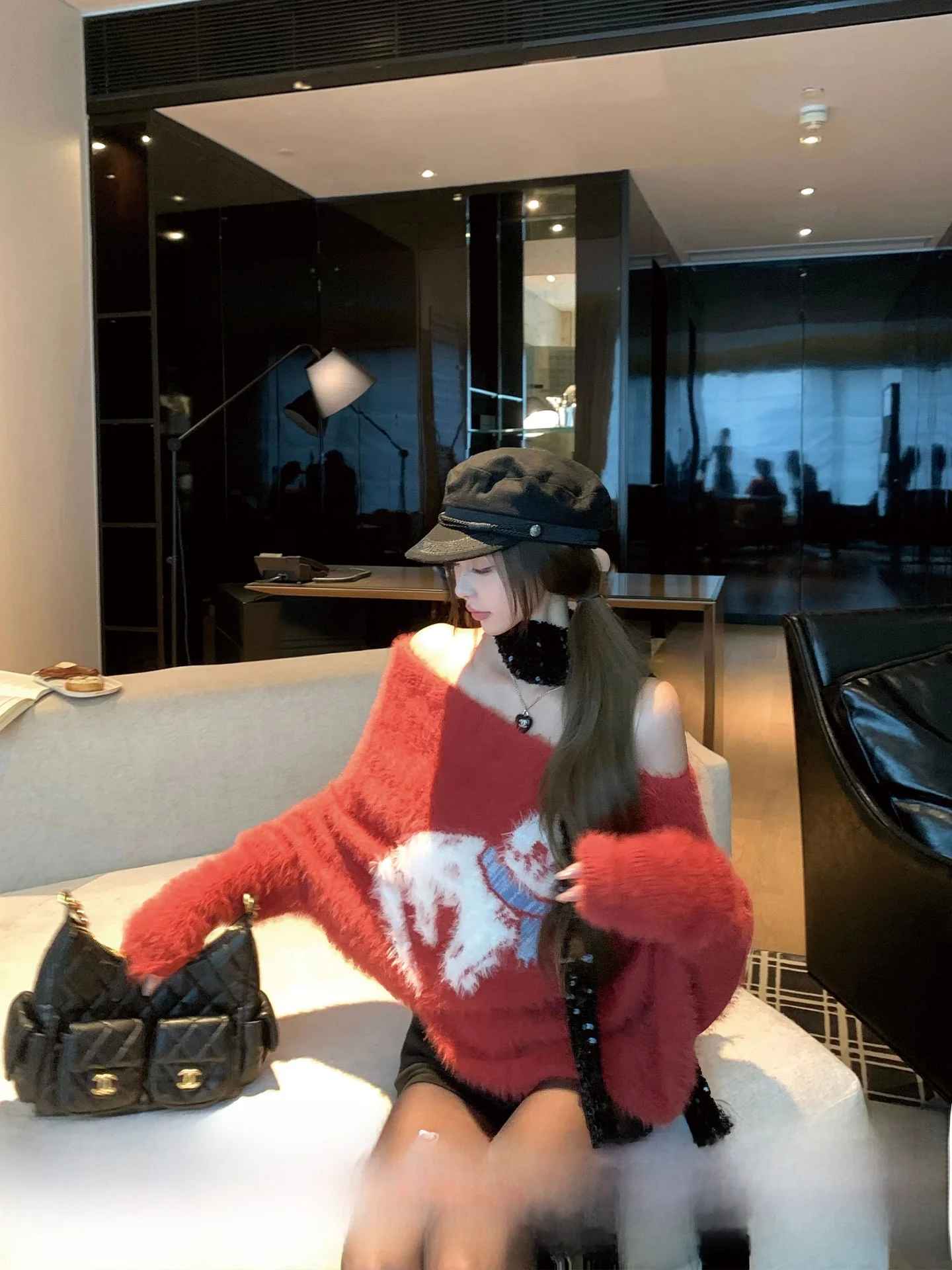 

Cisas Okaaay, корейский свободный крой, свитер с плечами, имитация меха, осень-зима, повседневное ощущение, обнажающее плечо...