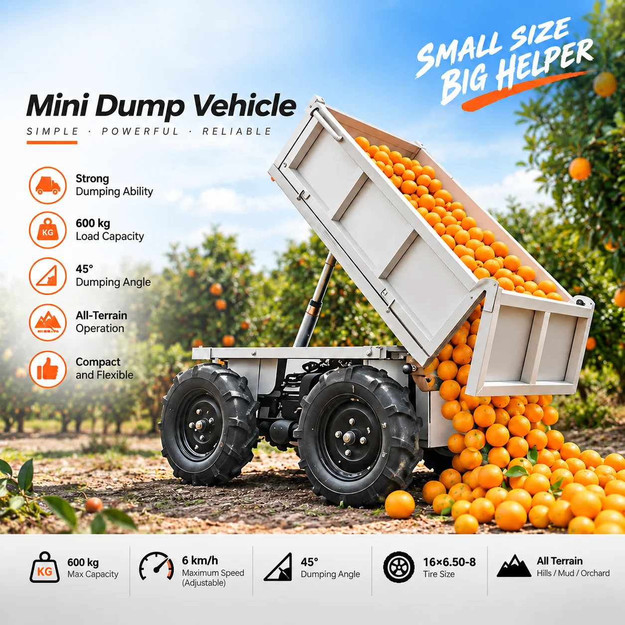 GGMA 500kg Industrial Remote Control Electric Crawler Dumper Brushless Motor All-Terrain Tracked Transporter CE Approved