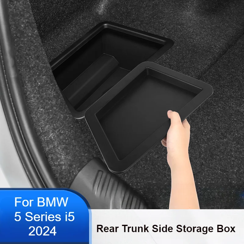 

Rear Trunk Side Storage Box with Cover For BMW 5 Series i5 2024 G60 Left Right Tail Boot Box Organizer Tray Interior Accessories