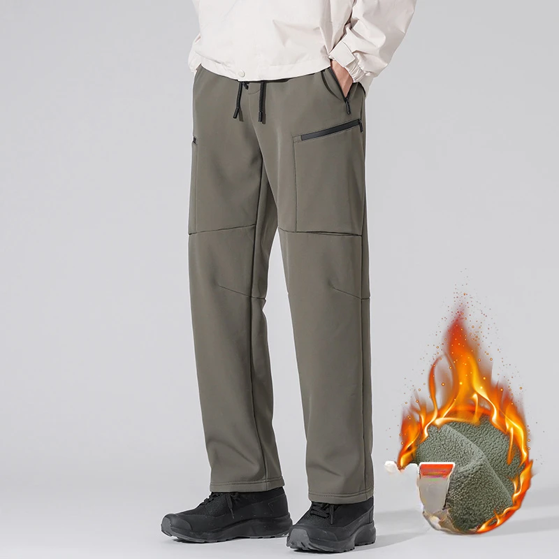 

Водонепроницаемые походные длинные брюки, мужские зимние флисовые плюс бархатные теплые ветрозащитные повседневные свободные брюки для работы на открытом воздухе, лыжная куртка для альпинизма