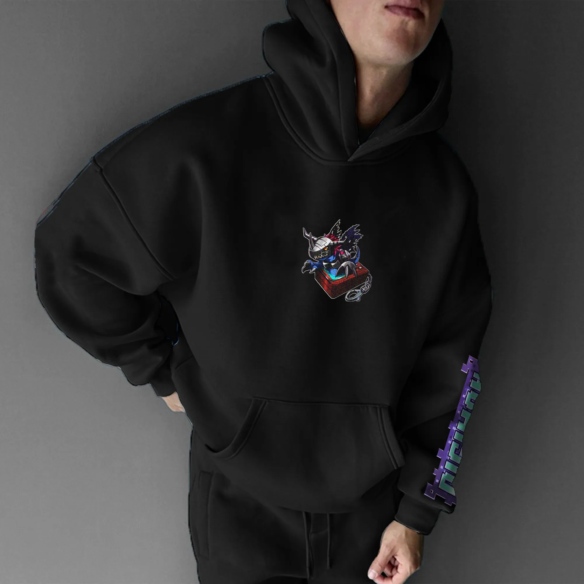 Digimon Anime Metal Greymon Joint Hoodie 2025 Autumn and Winter Men's Harajuku Loose Casual Children's Parent-Child Jumper Top