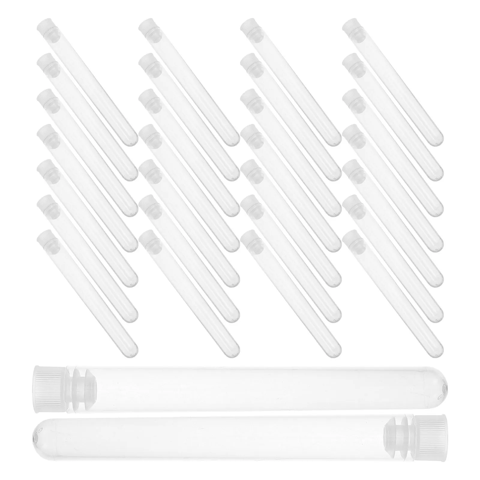 

50Pcs Single-Use Plastic Test Tubes Durable Transparent Tubes for Scientific Research Storage in Laboratory and Travel Use