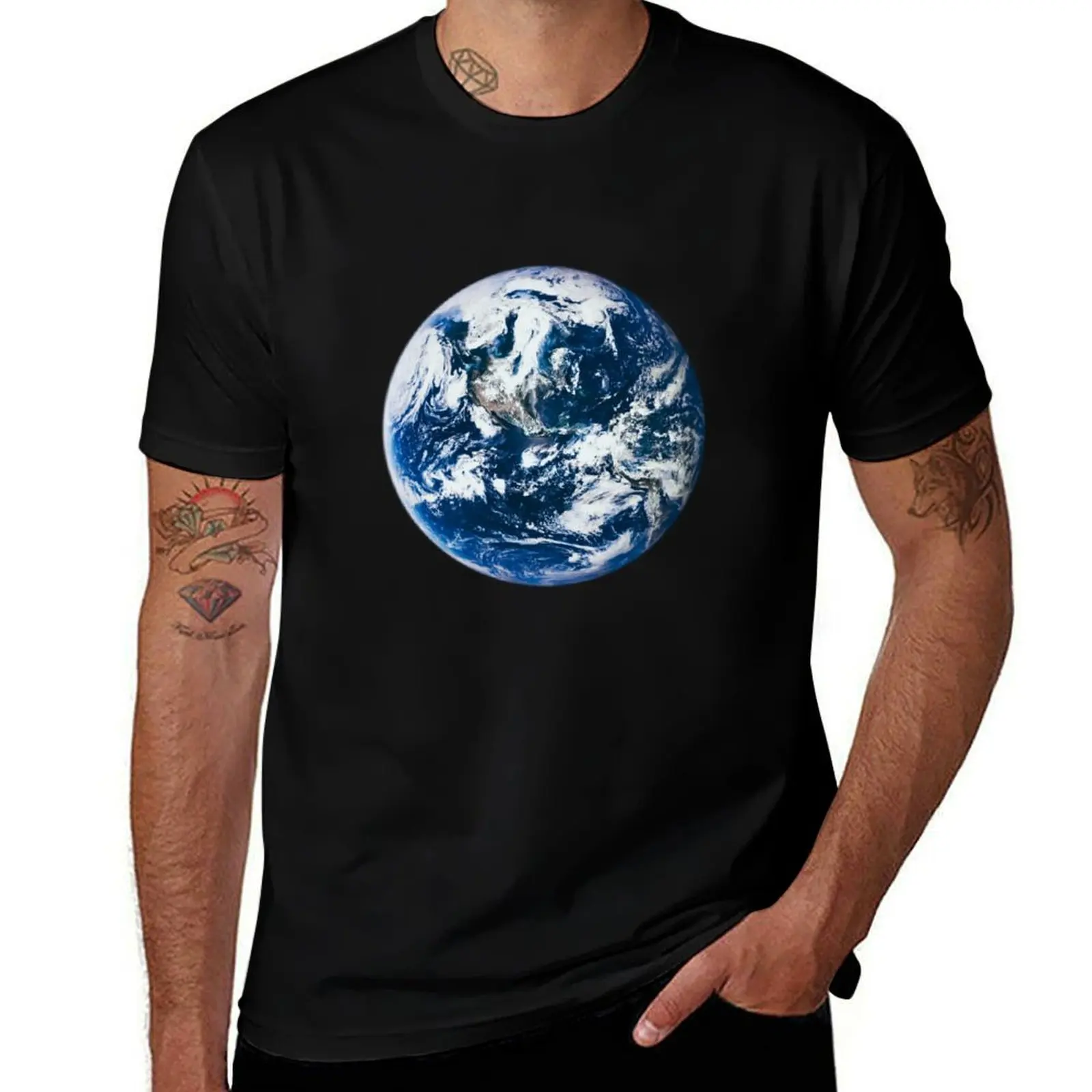 Planet Earth globe view from space T-Shirt Relaxed Casual Short Sleeve Tee T-Shirt