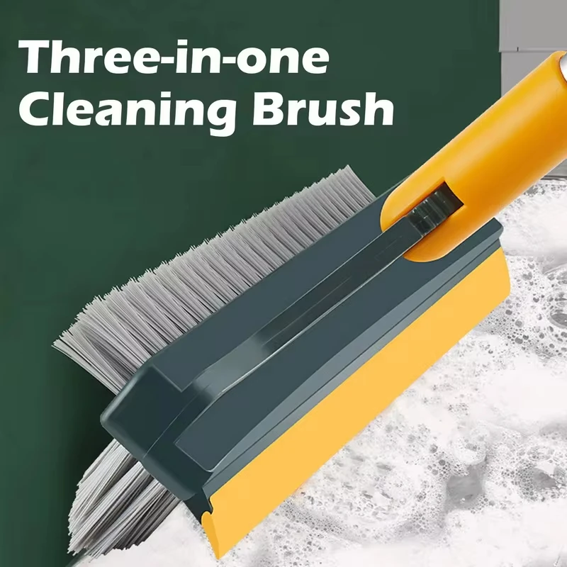UNTIOR 3 in 1 Floor Brush Scrubber with Long Handle Premium Rotating Bathroom Kitchen Crevice 180 Degree Triangular Rotating