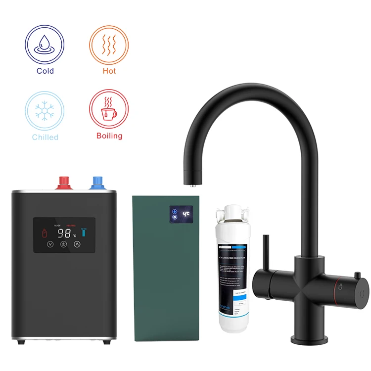 Iwater China Black Modern Kitchen Under Counter Water Heater Boiler Purifier Faucet Hot Cold Mixer Taps And Faucets