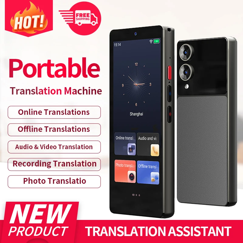 Traducteur AI Portable à Écran Tactile, 148 Langues, Traduction Hors‑Ligne Vocale et Photo pour Voyages & Affaires