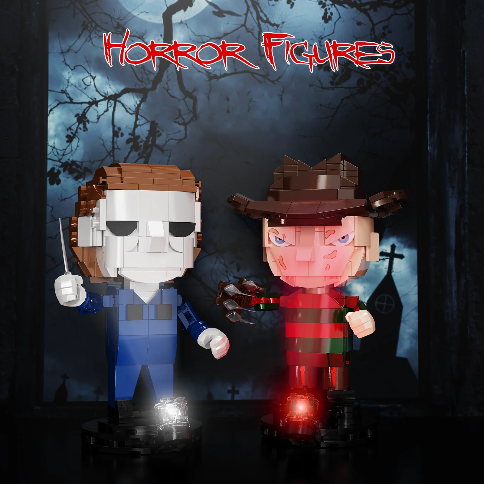 

Horror Characters Myers On Elm Street Building Blocks Set Halloween Christmas Gift Decor for Movie Fans