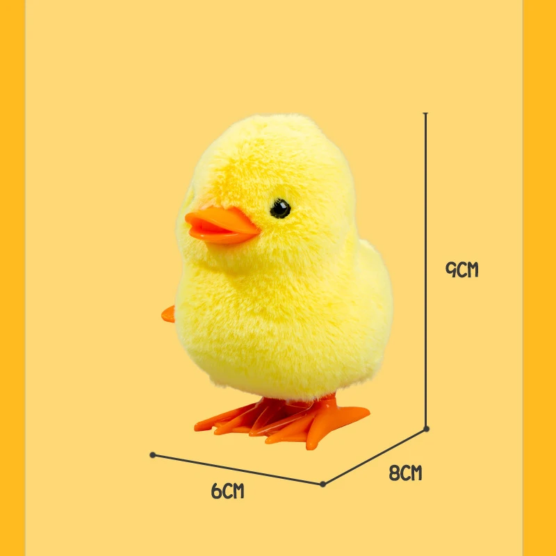 Yellow Jumping Chicken Clockwork Toy Walking Simulation Plush Wind Up Vintage Toys for Kids 2 to 4 Years Old Toys Gift