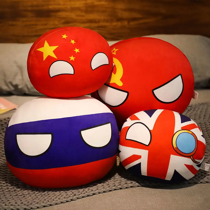 10-40cm Cartoon Polandball Countryball Plush Doll Pendant Israel USA CL Cosplay National Flag Round Pillow Kid's Christmas Gifts