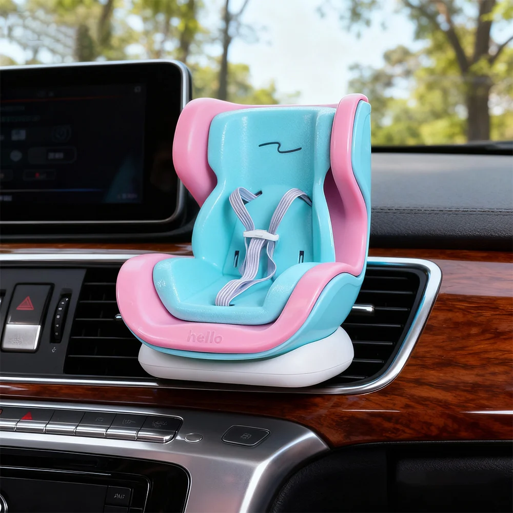 เบาะนั่งตุ๊กตาในรถยนต์ ทนทาน ทำจากพลาสติก รูปการ์ตูน ของตกแต่งรถยนต์ เบาะนั่งนิรภัยสำหรับตุ๊กตา ขายเฉพาะเบาะนั่ง ฐานแม่เหล็ก รุ่นเก้าอี้การ์ตูน