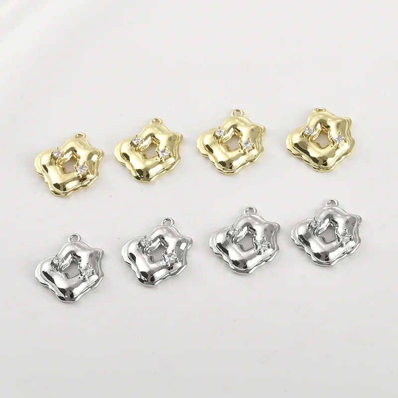 Copper-plated 14k Gold Color Special-shaped Hollow Zirconium Pendant DIY Handmade Earrings Bracelet Necklace Accessories