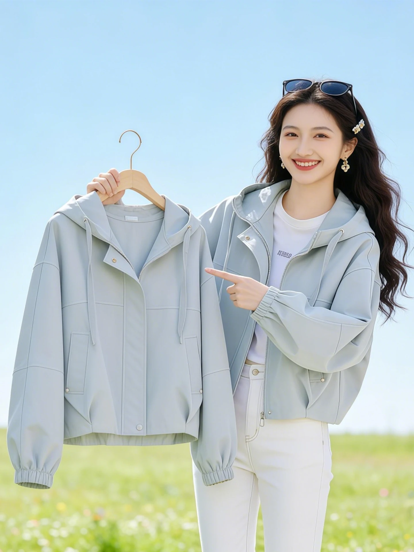 

Sweet Style Short Casual Loose Women's Jacket Simple Design Spring New Arrival Commute Friendly Korean Version Windbreaker