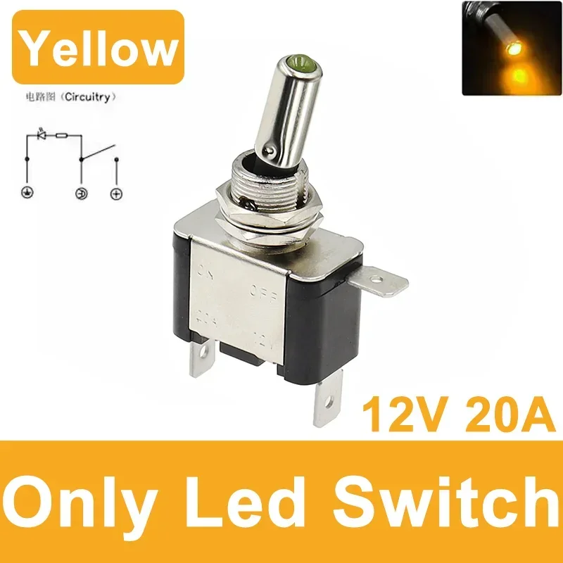 Beleuchteter LED-Kippschalter für Auto, Auto, Boot, LKW, mit Sicherheitsflugzeug, hochklappbarer Abdeckungsschutz, 12 V, 20 A, transparent