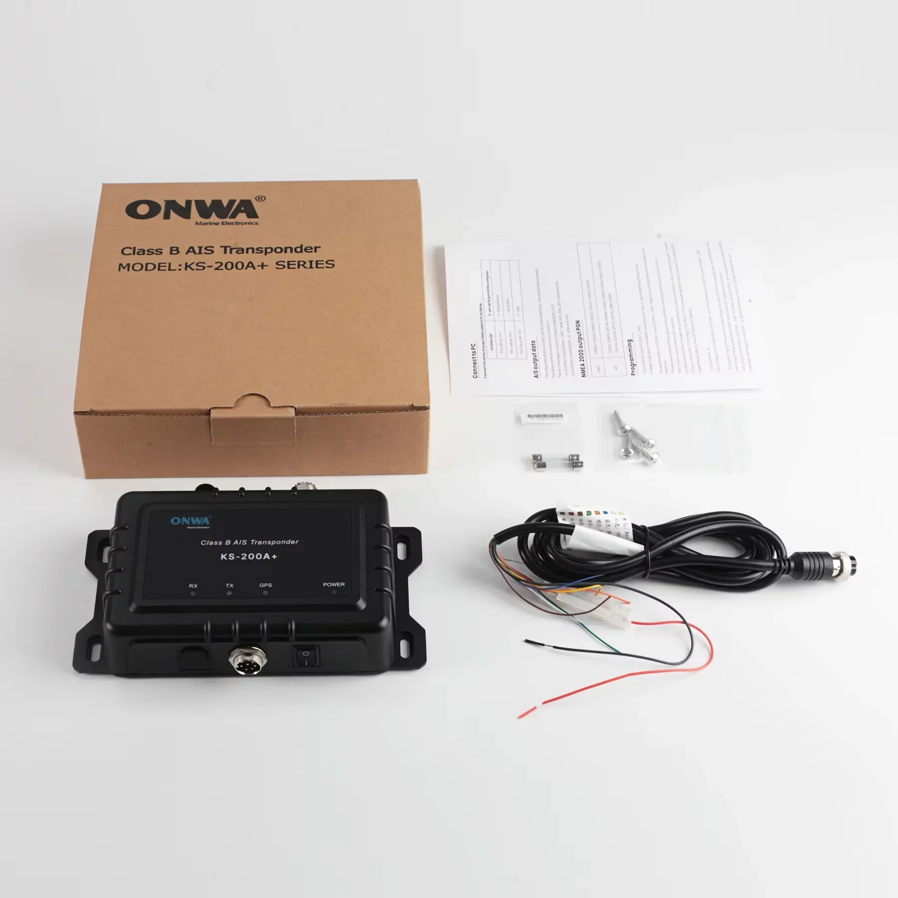 ONWA KS-200A+ Yacht Marine Class B+ AIS Transponder Black Box Support nmea2000 with wifi with GPS antenna