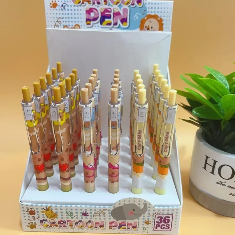 36Pcs/Box Capybara Mechanical Pencil Cartoon 0.5MM Automatic Pencil Press Type Sketch  Comics Design