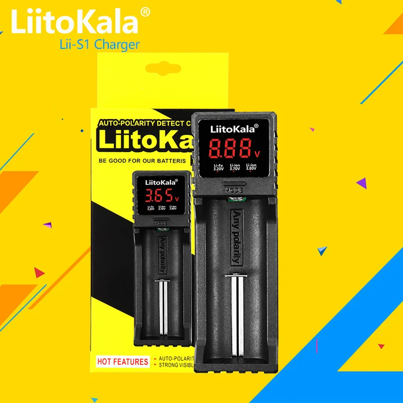 LiitoKala Lii-S1 smart charger 1 Slot for 18650 26650 AA AAA Lithium NiMH Auto-polarity Detector Charger