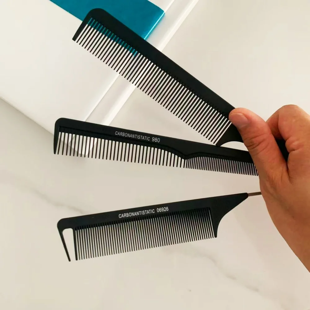 Professional Hairdressing Comb Kit Rat Tail Partition Comb Hand Grip Wide Fine Dual Tooth Heat Resistant Barber Tools