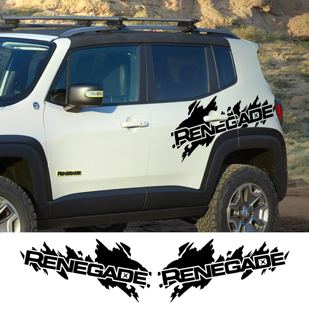 2PCS Car Door Side Stickers For Jeep Renegade 2016-2023 Splash Splatter Graphics Vinyl Film Trim Decals Auto Tuning Accessories