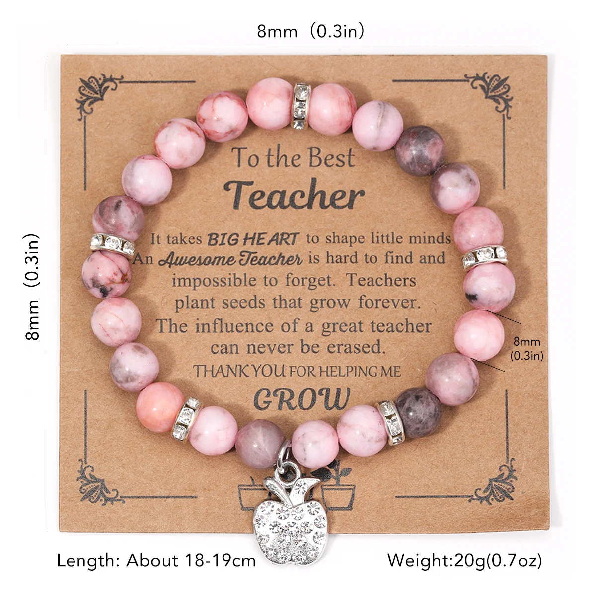 

Teacher's Day Teacher's Bracelet Natural Gemstone Amethyst Pink Quartz Men's And Women's Bracelet Graduation Souvenir Gift