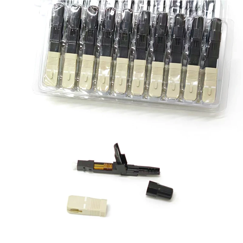 100PCS FTTH SC/UPC Multi Mode Optical Fiber Fast Connector Embedded SC MM Fiber Optic Quick Connectors 50/125