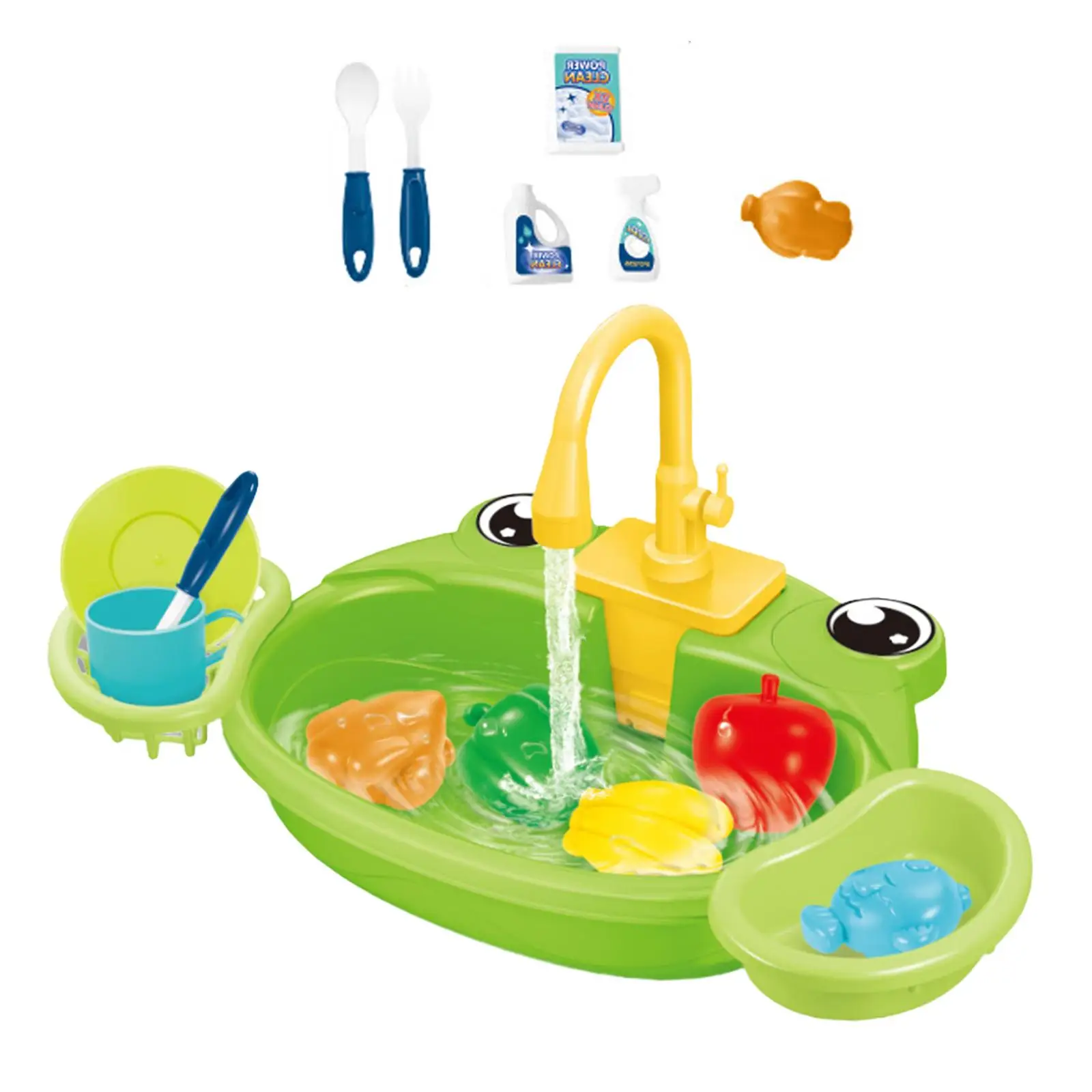 Ensemble de jeu de cuisine pour enfants, eau courante avec système de Cycle d'eau automatique, évier de cuisine, jouets de dessin animé