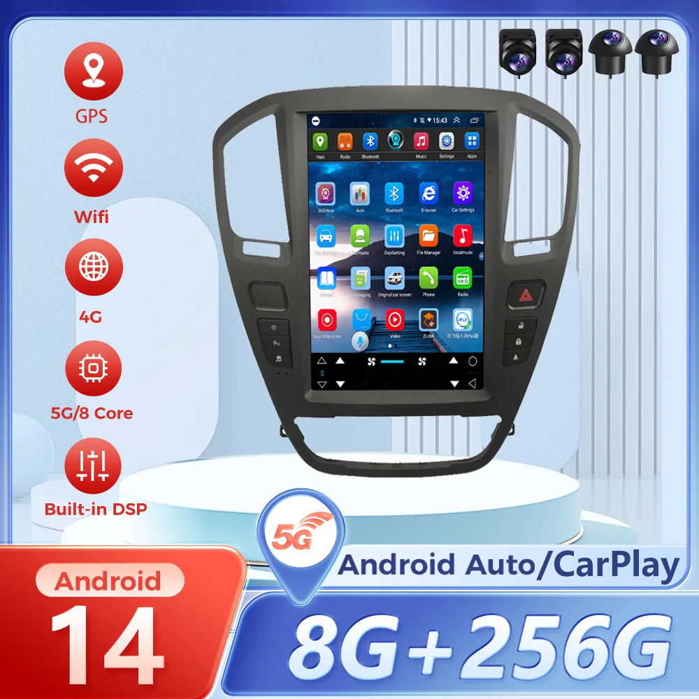 Android 14 Car Radio For Opel Insignia Buick Regal 2008-2013 Automotive Multimedia Carplay Auto WIFI Bluetooth Stereo Head Unit