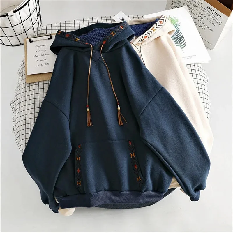 Ladies Long Sleeves Hooded Sweatshirt 2024 Design sense Women Pullover Sweatershirts Spring Autumn Female Loose Fitting Hoodies