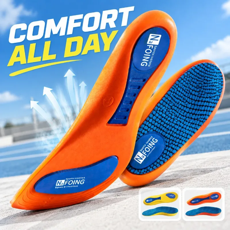 EVA Sport Insoles Summer Military Training Shock Absorbing Flatfoot Arch Support Shoe Pads for Men Breathable Sweat Wicking