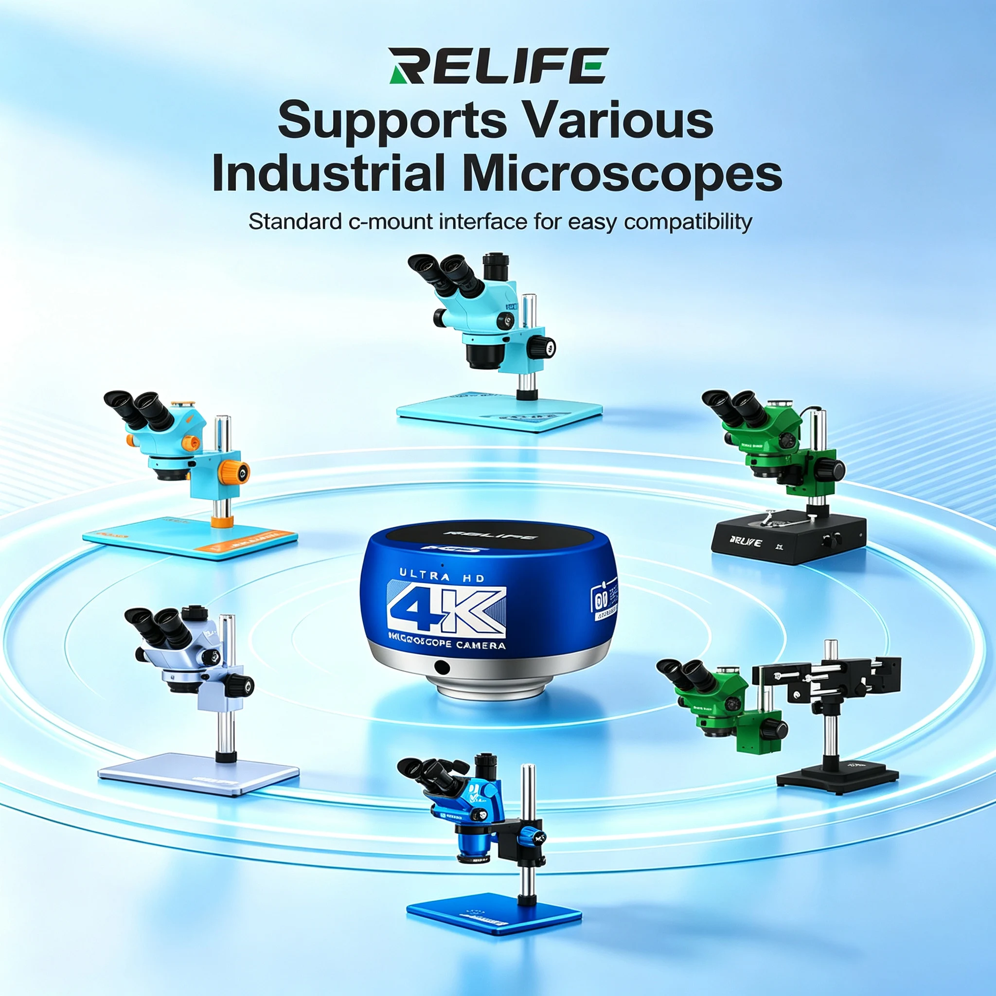 RELIFE MC5 4K 60FPS microscope industrial camera, IMX678 sensor HDMI, used for mobile phone motherboard repair
