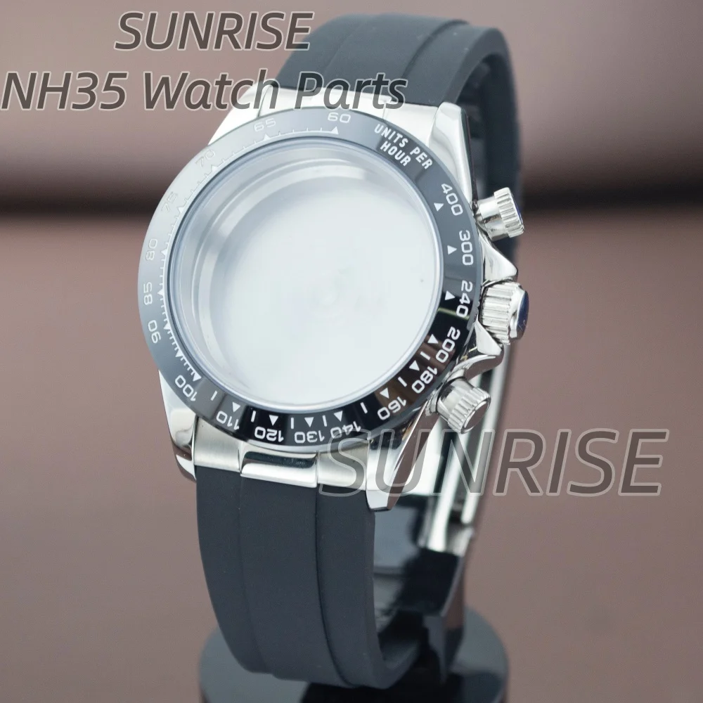 

39mm Luxury Watch Case 316L Stainless Steel Case Strap Sapphire Crystal Waterproof For Daytona Seiko VK63 Movement Mod Parts