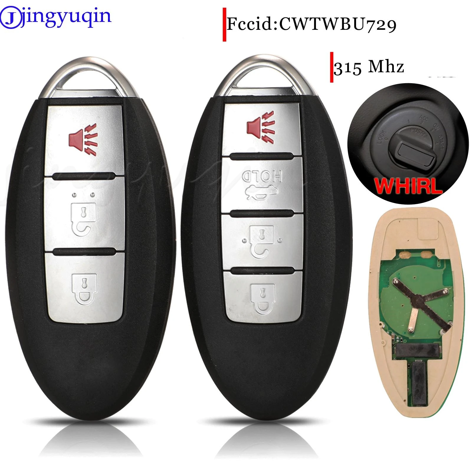 

jingyuqin 3/4Buttons Smart Remote Car Key For Nissan Tiida Qashqai Teana Xtrail Cube Juke Xterra 315MHz CWTWBU729 or CWTWBU735