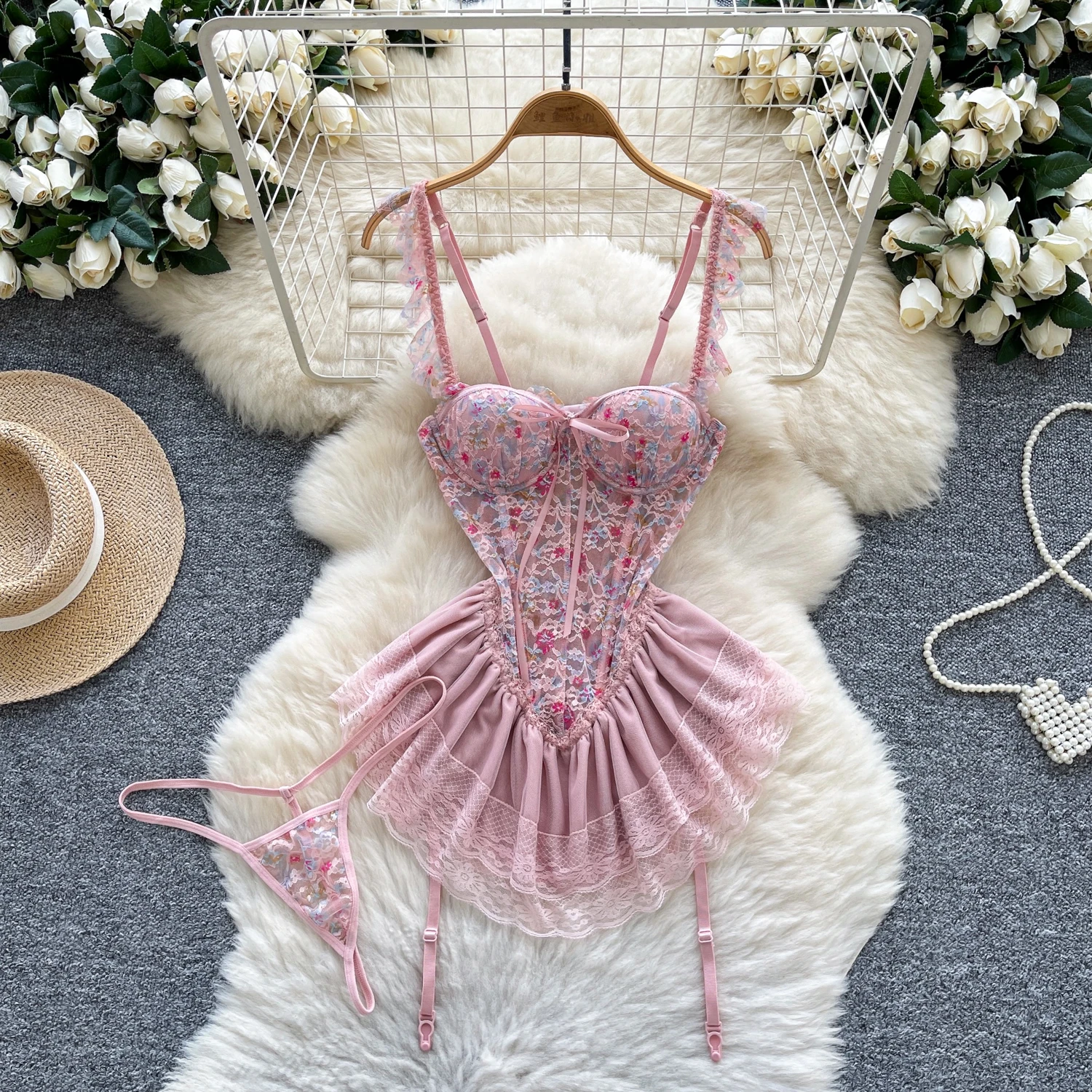 Chic Sexy arête de poisson épaules dénudées dentelle froncé fée a-ligne été femmes Boho robe d'été femmes vêtements mini robe