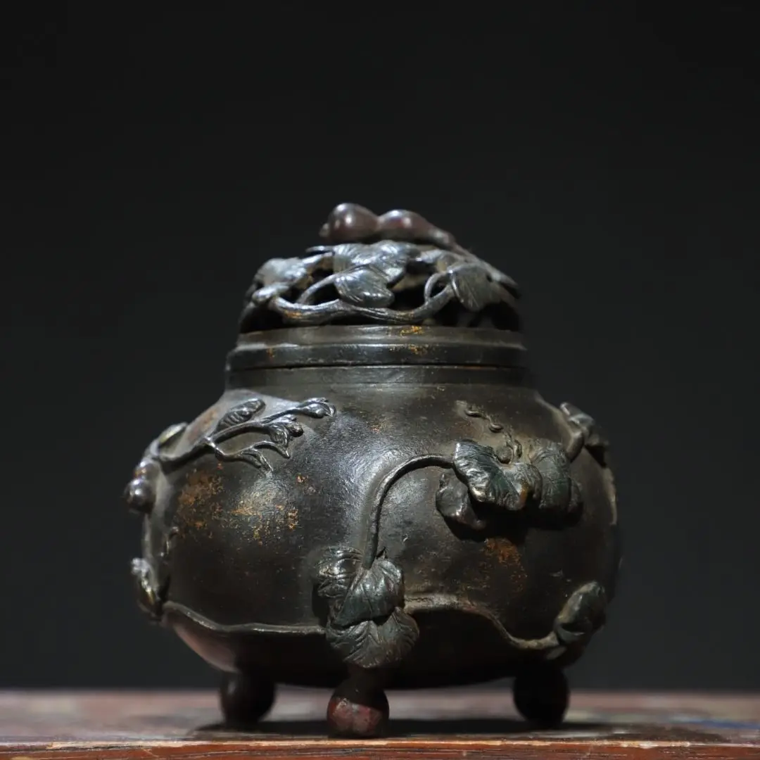 Treasure Copper Tuojin [Duozi Duofu] Incense Burner Height 12 cm Width 6 Weight 0.8 kg