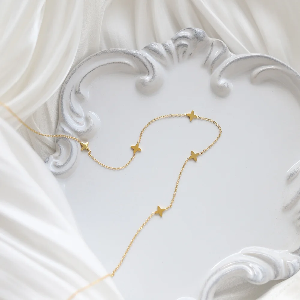 Stack Simple Flowers Stainless Steel Gold Color Necklace for Women 18K PVD Plated Chic Jewelry